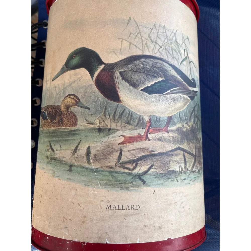 Vintage Keller Charles Philadelphia Mallard Duck Metal Wastebasket Trash Can